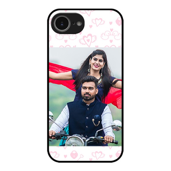 iPhone 16e Custom Glass Phone Case - Pink Flying Heart Design