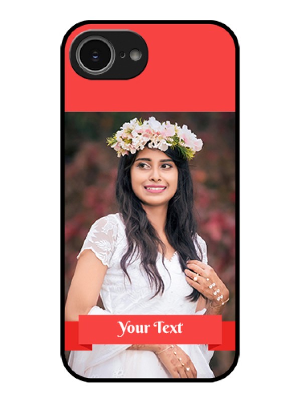 Custom iPhone 16e Custom Glass Phone Case - Simple Red Color Design