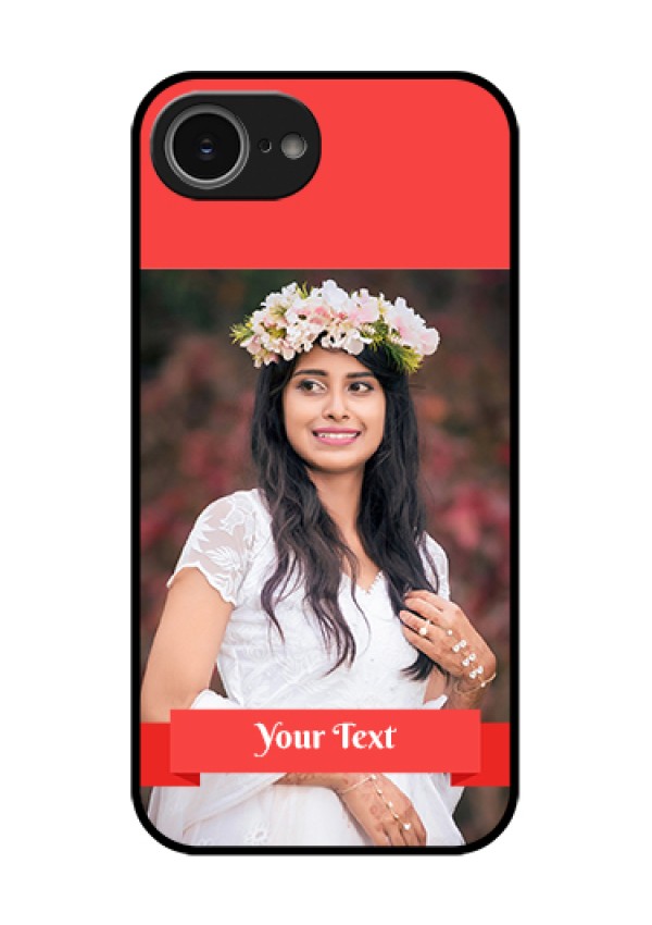 iPhone 16e Custom Glass Phone Case - Simple Red Color Design