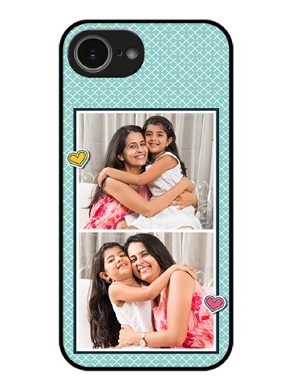 Custom iPhone 16e Custom Glass Phone Case - 2 Image Holder With Pattern Design