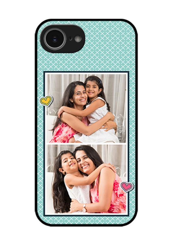 iPhone 16e Custom Glass Phone Case - 2 Image Holder With Pattern Design