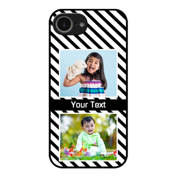 iPhone 16e Custom Glass Phone Case - Black And White Stripes Design
