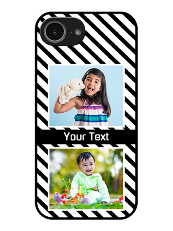 Custom iPhone 16e Custom Glass Phone Case - Black And White Stripes Design