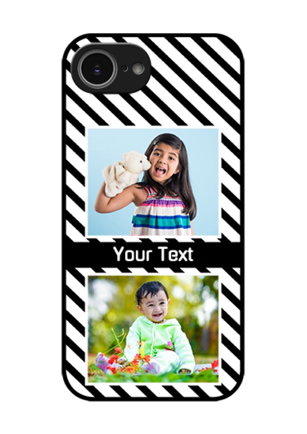 iPhone 16e Custom Glass Phone Case - Black And White Stripes Design