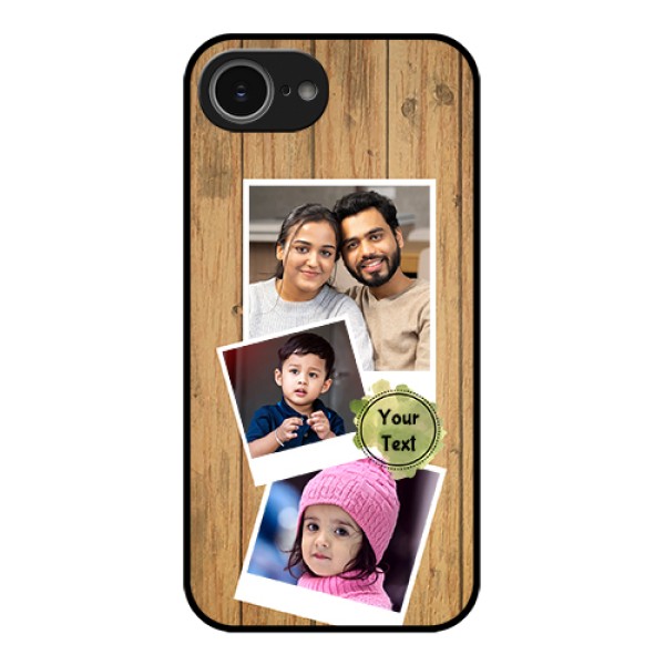 iPhone 16e Custom Glass Phone Case - Wooden Texture Design
