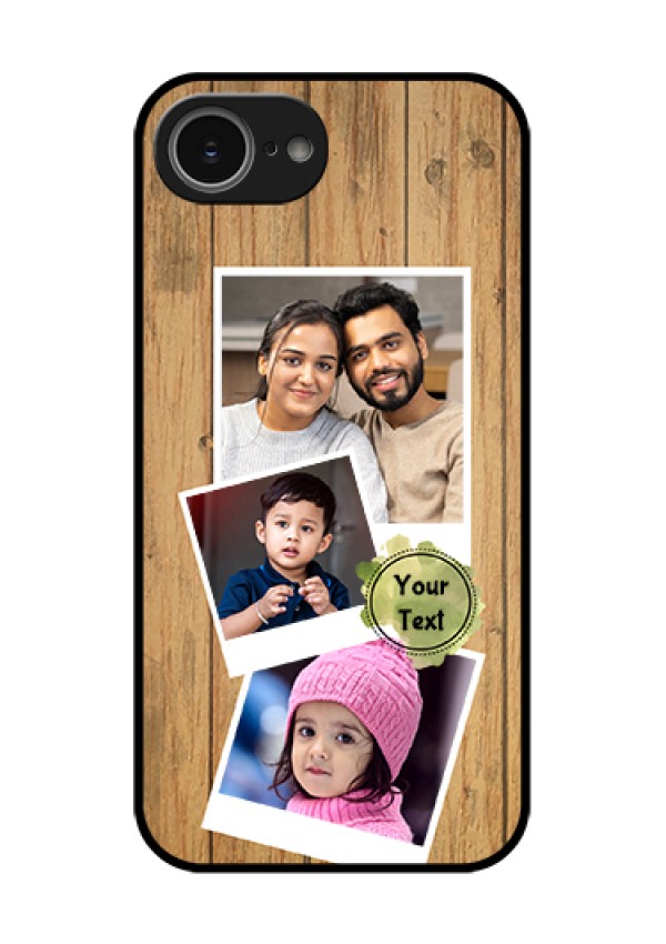 iPhone 16e Custom Glass Phone Case - Wooden Texture Design