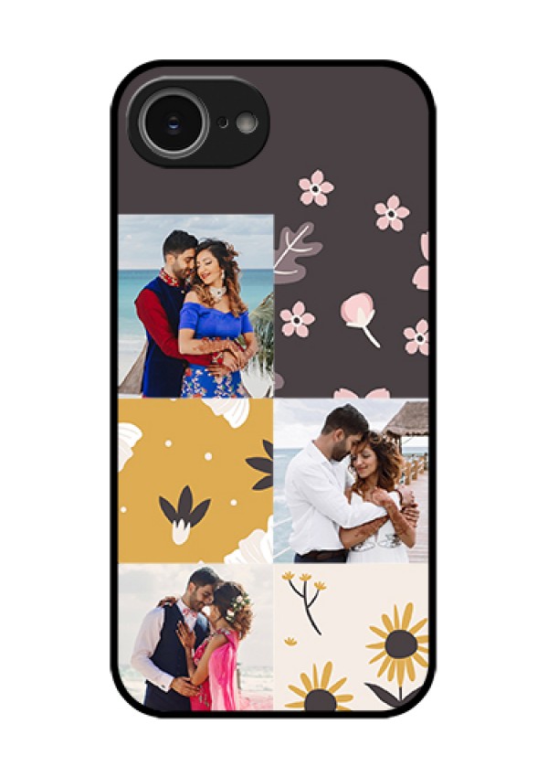 iPhone 16e Custom Glass Phone Case - 3 Images With Floral Design