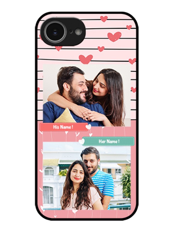 Custom iPhone 16e Custom Glass Phone Case - Photo With Heart Design