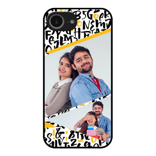 iPhone 16e Custom Glass Phone Case - Letters Pattern Design