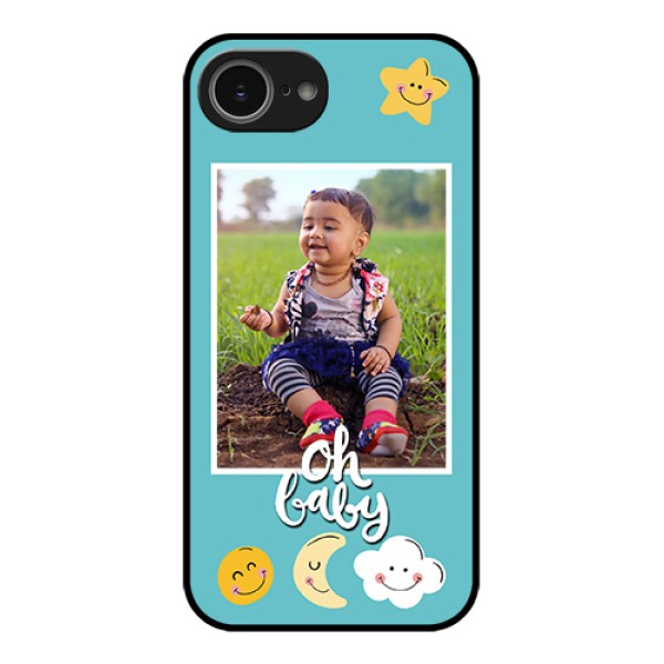 iPhone 16e Custom Glass Phone Case - Smiley Kids Stars Design iPhone 16e Custom Glass Phone Case - Smiley Kids Stars Design