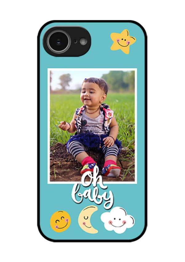 iPhone 16e Custom Glass Phone Case - Smiley Kids Stars Design