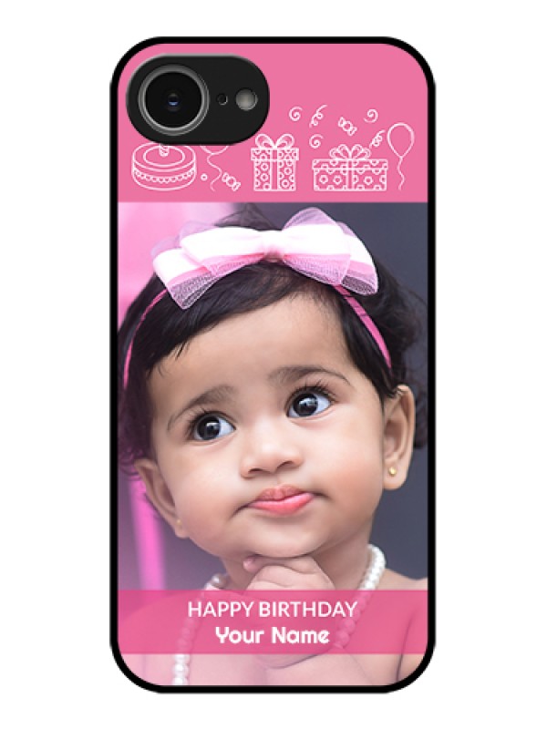 Custom iPhone 16e Custom Glass Phone Case - With Birthday Line Art Design