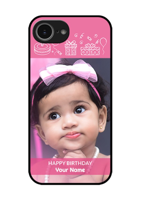 iPhone 16e Custom Glass Phone Case - With Birthday Line Art Design