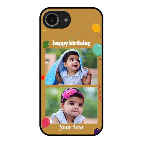 iPhone 16e Custom Glass Phone Case - Image Holder With Birthday Celebrations Design iPhone 16e Custom Glass Phone Case - Image Holder With Birthday Celebrations Design