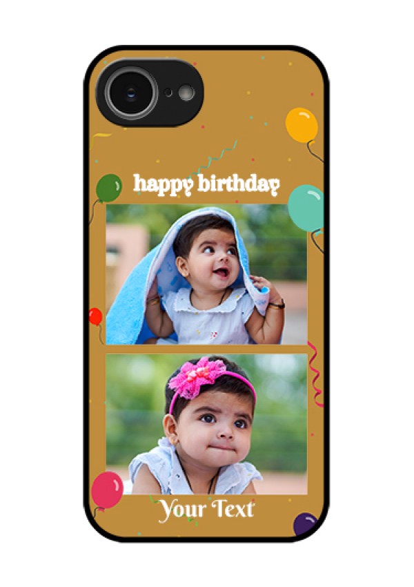 iPhone 16e Custom Glass Phone Case - Image Holder With Birthday Celebrations Design