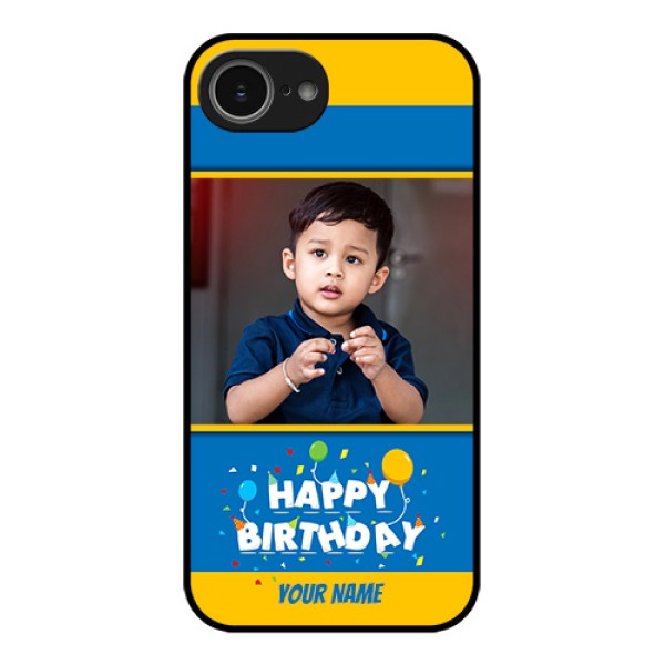 iPhone 16e Custom Glass Phone Case - Birthday Wishes Design