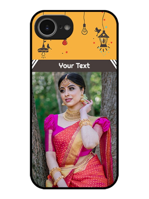 Custom iPhone 16e Custom Glass Phone Case - With Family Picture And Icons