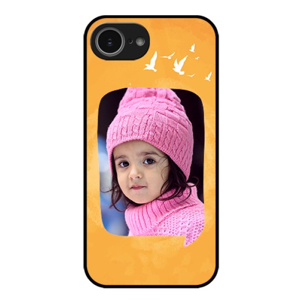 iPhone 16e Custom Glass Phone Case - Water Color Design With Bird Icons