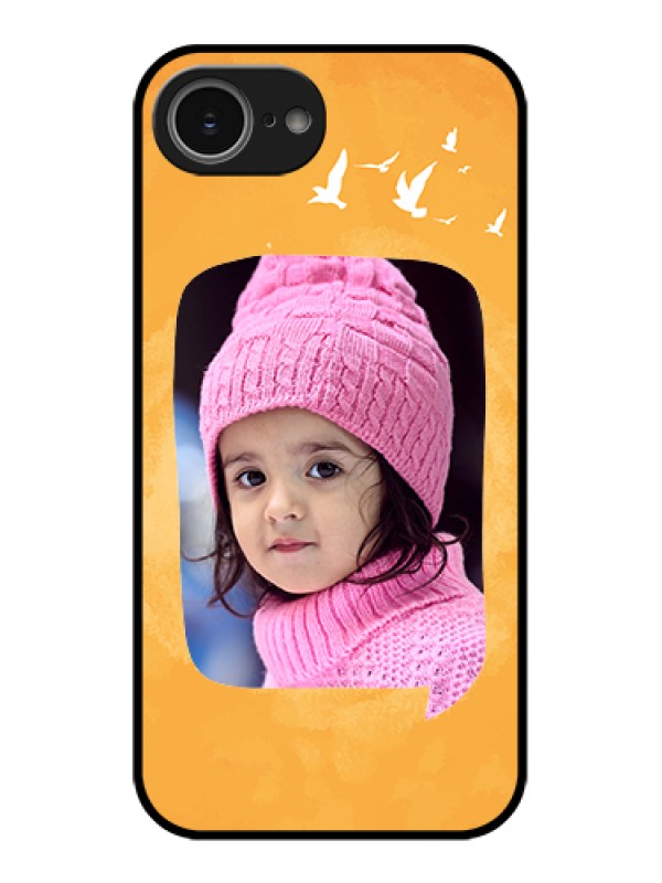 Custom iPhone 16e Custom Glass Phone Case - Water Color Design With Bird Icons