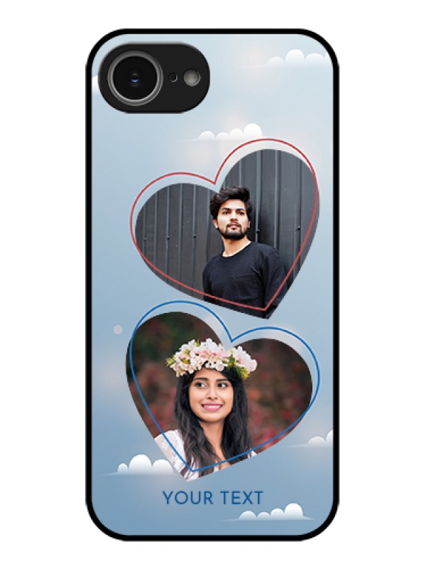 Custom iPhone 16e Custom Glass Phone Case - Blue Color Couple Design