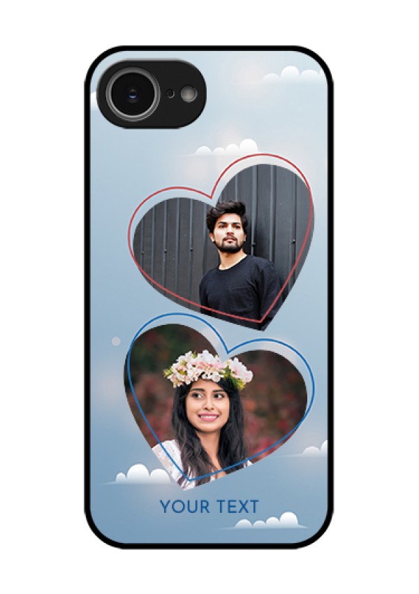 iPhone 16e Custom Glass Phone Case - Blue Color Couple Design