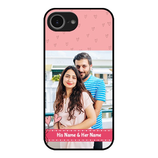 iPhone 16e Custom Glass Phone Case - Love Design Peach Color