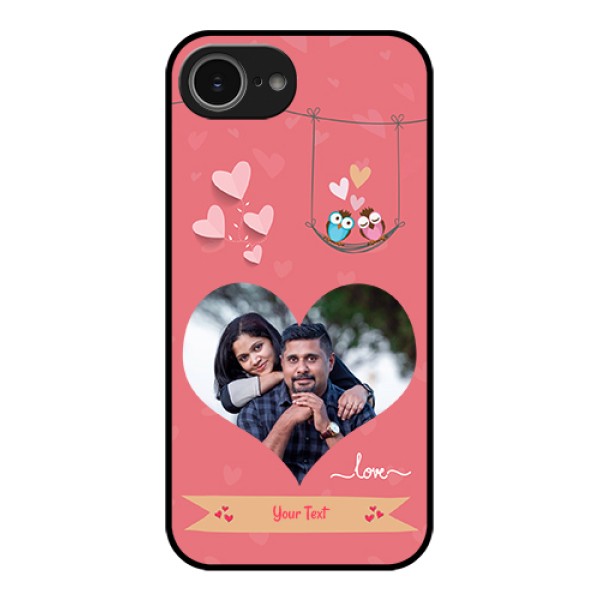 iPhone 16e Custom Glass Phone Case - Peach Color Love Design