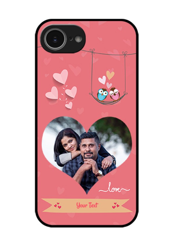 iPhone 16e Custom Glass Phone Case - Peach Color Love Design