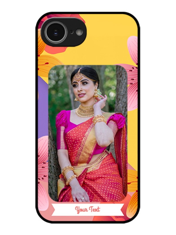 Custom iPhone 16e Custom Glass Phone Case - 3 Image With Vintage Floral Design