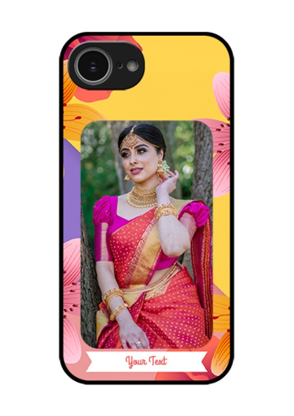 iPhone 16e Custom Glass Phone Case - 3 Image With Vintage Floral Design