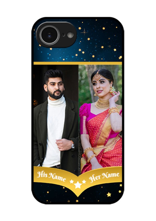 iPhone 16e Custom Glass Phone Case - Galaxy Stars Backdrop Design