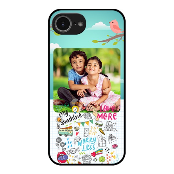 iPhone 16e Custom Glass Phone Case - Doodle Love Design