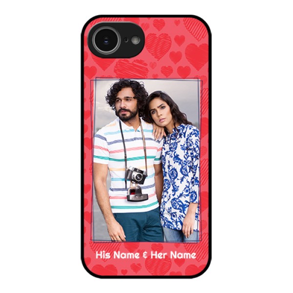 iPhone 16e Custom Glass Phone Case - With Red Heart Symbols Design iPhone 16e Custom Glass Phone Case - With Red Heart Symbols Design