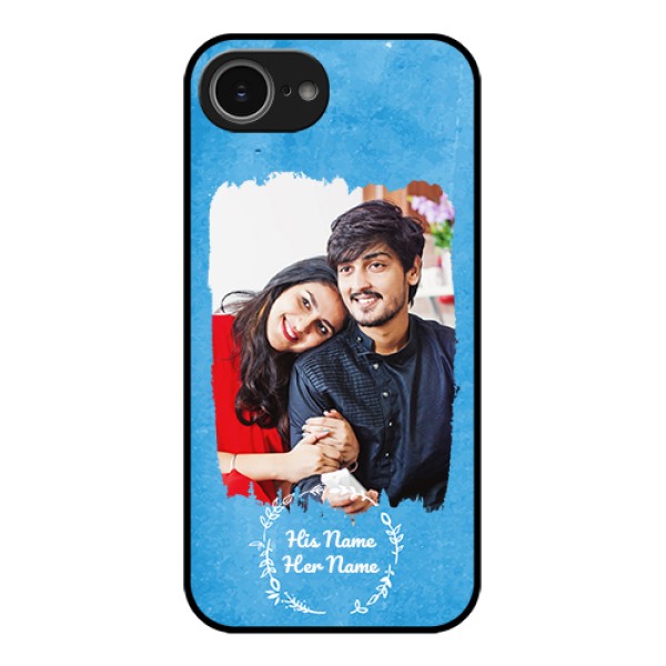 iPhone 16E Custom Glass Phone Case - Blue Color Vintage Design iPhone 16E Custom Glass Phone Case - Blue Color Vintage Design