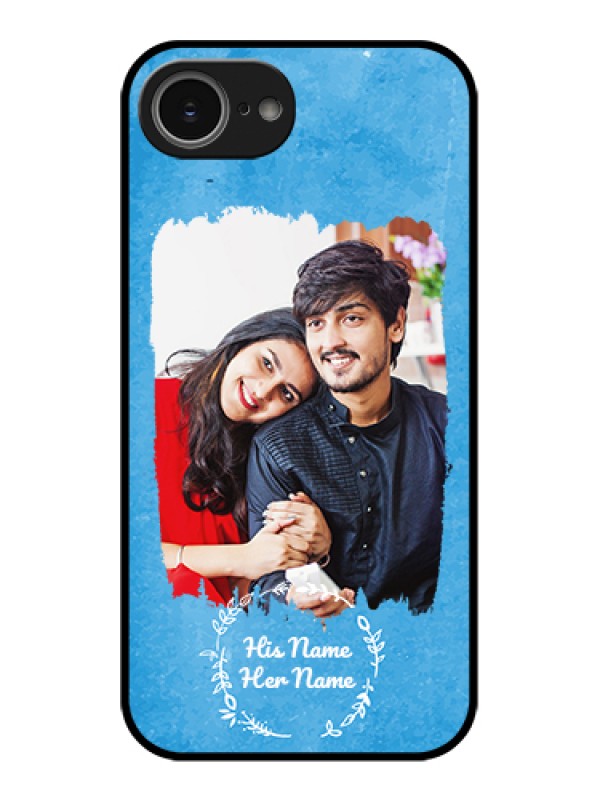 Custom iPhone 16E Custom Glass Phone Case - Blue Color Vintage Design