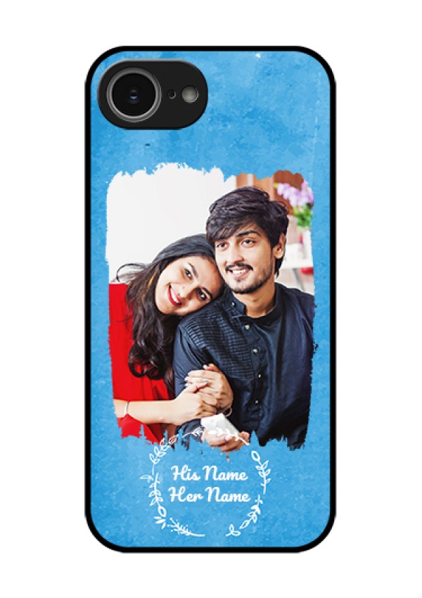 iPhone 16E Custom Glass Phone Case - Blue Color Vintage Design
