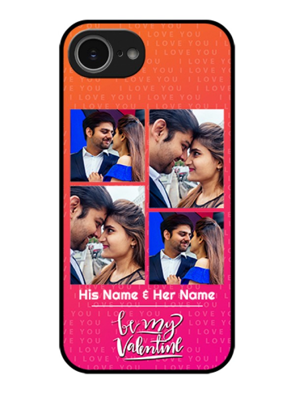 Custom iPhone 16e Custom Glass Phone Case - I Love You Pink Design