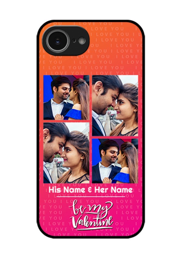 iPhone 16e Custom Glass Phone Case - I Love You Pink Design