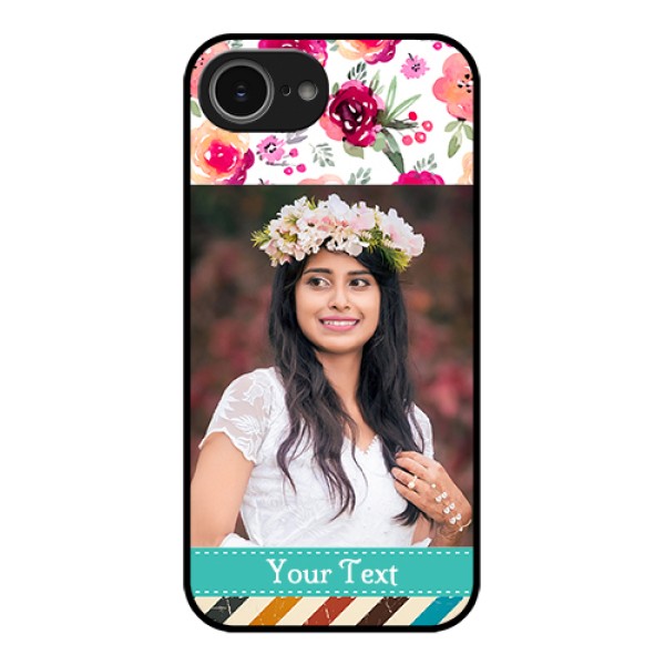 iPhone 16e Custom Glass Phone Case - Water Colors Floral Design iPhone 16e Custom Glass Phone Case - Water Colors Floral Design