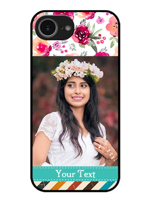 Custom iPhone 16e Custom Glass Phone Case - Water Colors Floral Design