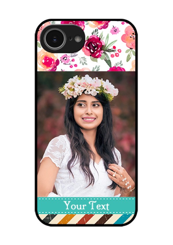 iPhone 16e Custom Glass Phone Case - Water Colors Floral Design