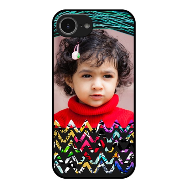 iPhone 16e Custom Glass Phone Case - Neon Abstract Design