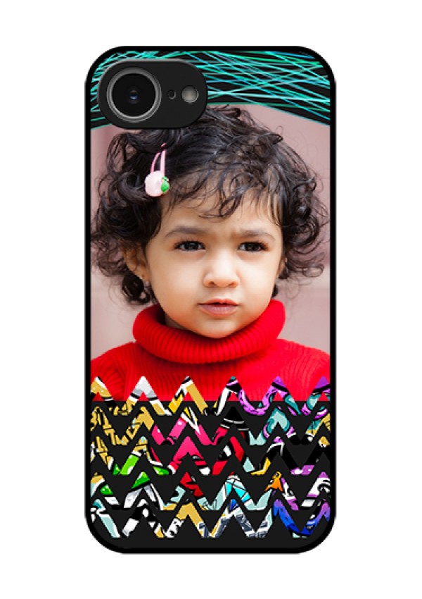 iPhone 16e Custom Glass Phone Case - Neon Abstract Design