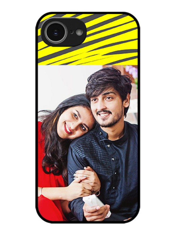 Custom iPhone 16e Custom Glass Phone Case - Yellow Abstract Design