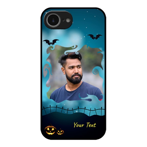iPhone 16e Custom Glass Phone Case - Halloween Frame Design