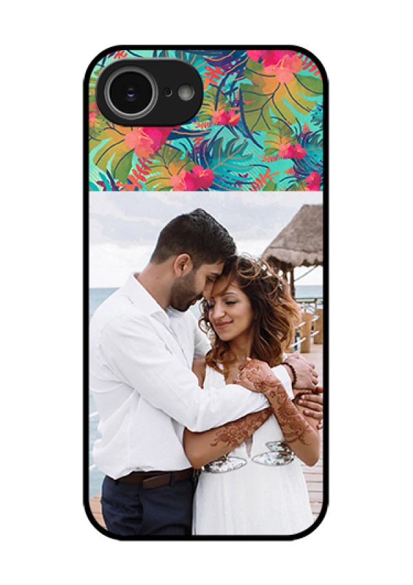 iPhone 16e Custom Glass Phone Case - Watercolor Floral Design