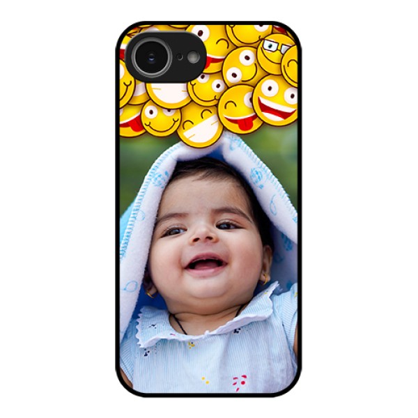 iPhone 16e Custom Glass Phone Case - With Smiley Emoji Design iPhone 16e Custom Glass Phone Case - With Smiley Emoji Design