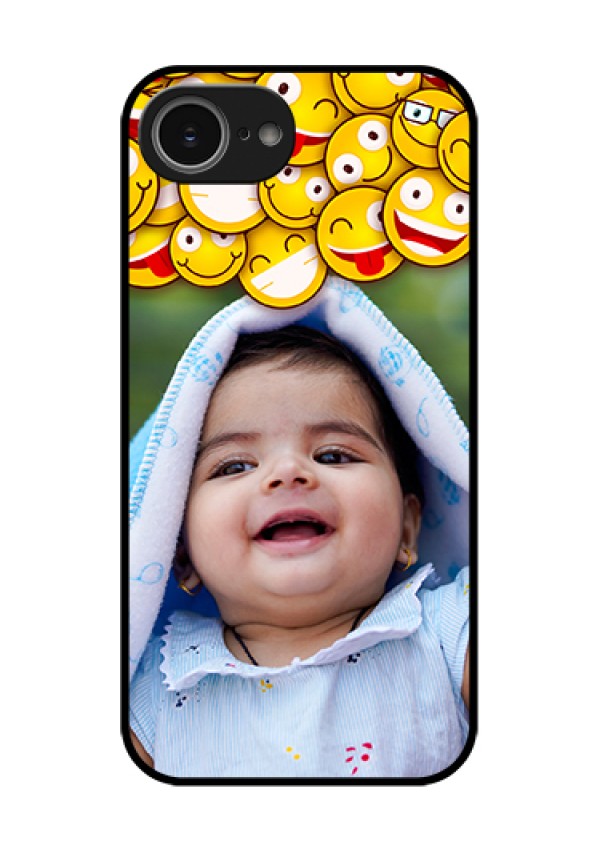 iPhone 16e Custom Glass Phone Case - With Smiley Emoji Design