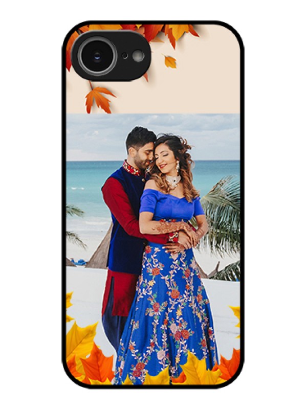 Custom iPhone 16e Custom Glass Phone Case - Autumn Maple Leaves Design