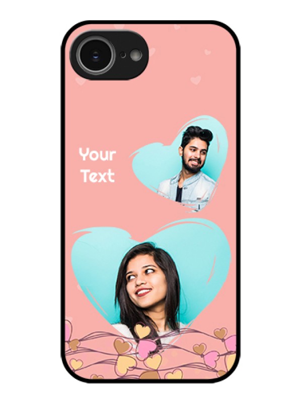 Custom iPhone 16e Custom Glass Phone Case - Love Doodle Design